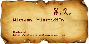 Wittman Krisztián névjegykártya
